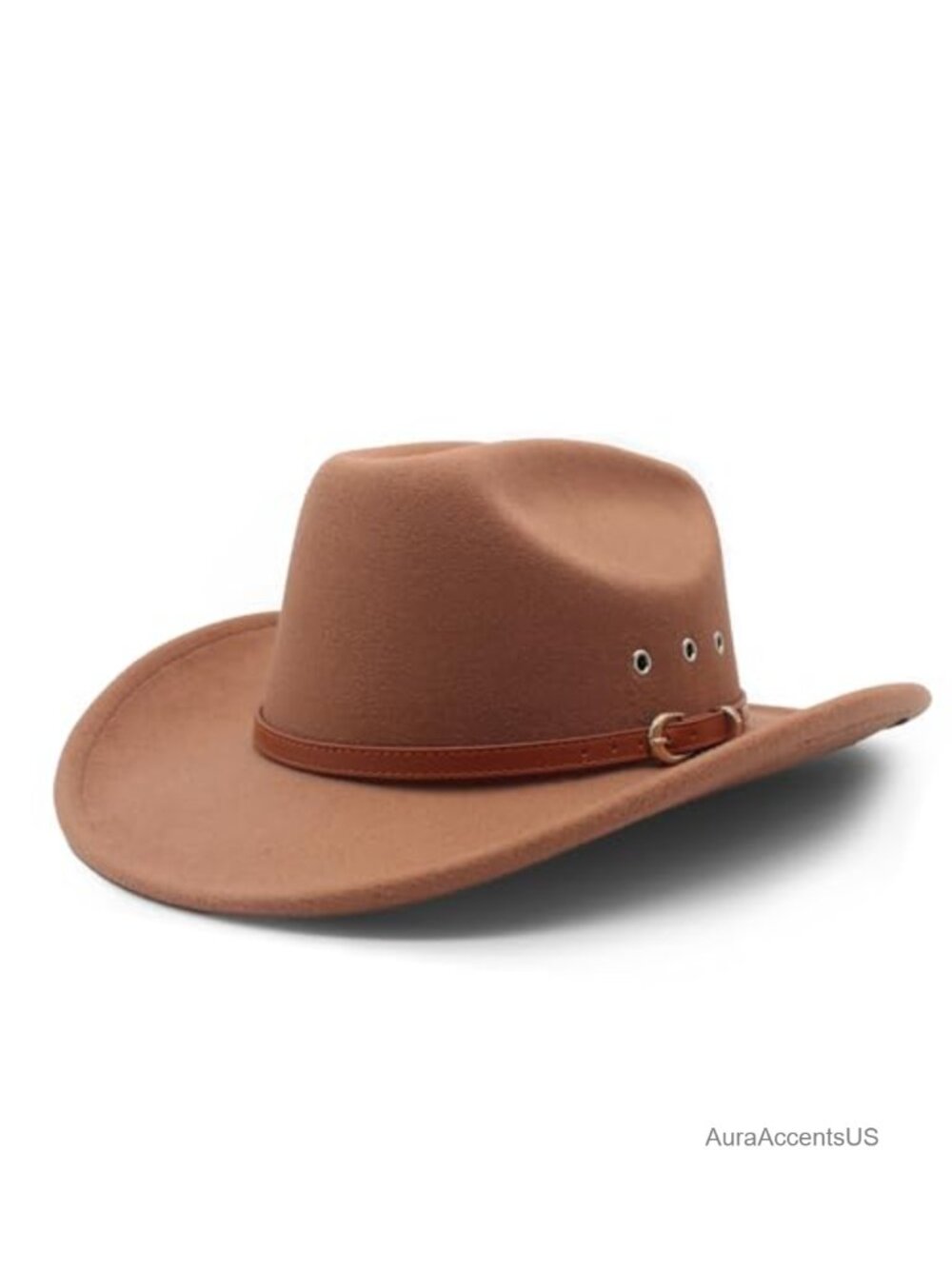Felt Wide Brim Cowboy Hat Western Outdoor Fedora with Belt Buckle